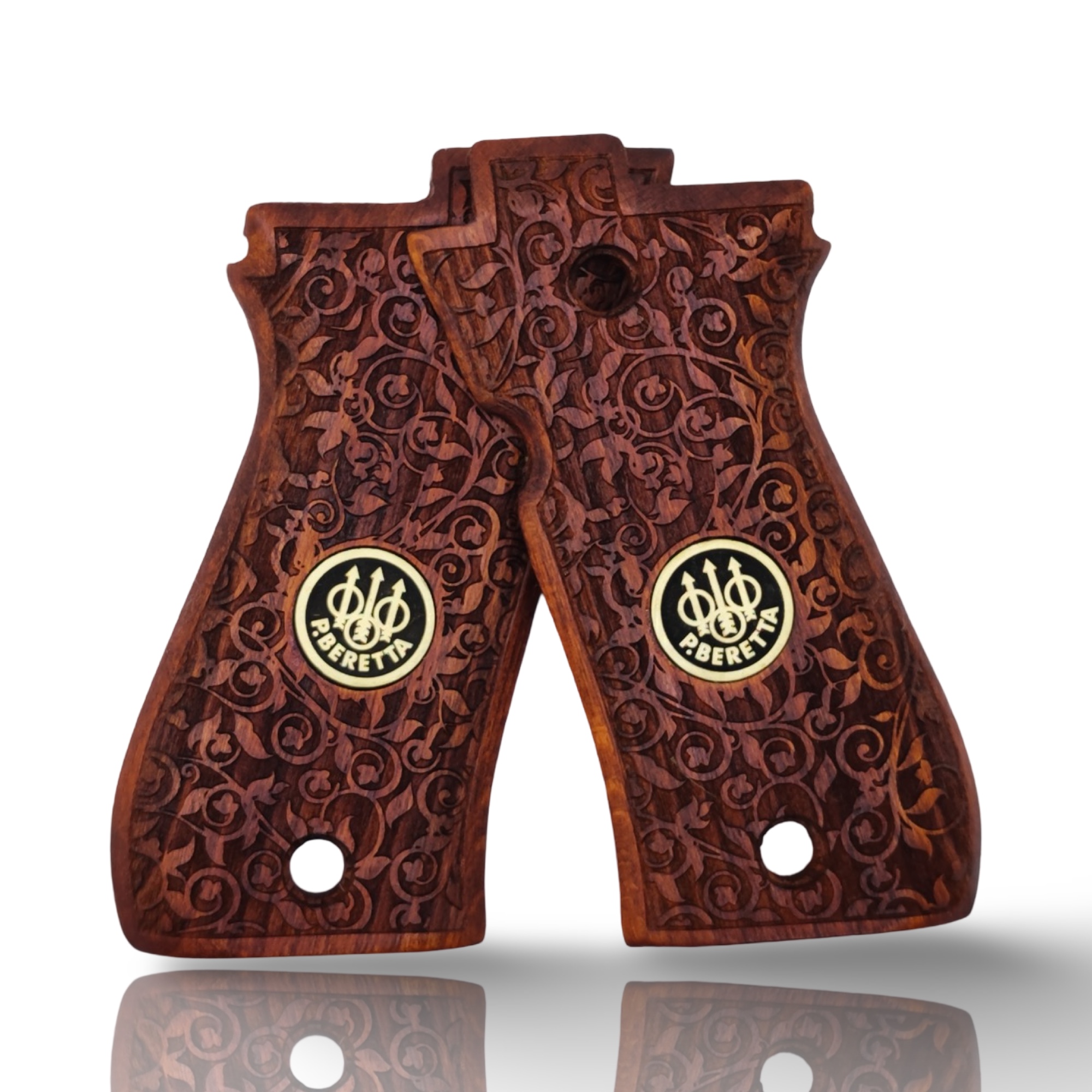 Beretta Cheetah grips brass medallion detail